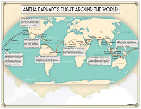 Amelia Earhart’s Flight Around the World Map
