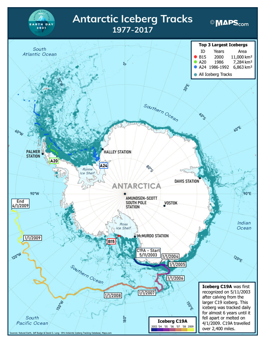 Antarctic Iceberg Tracks Map – MAD MAPS