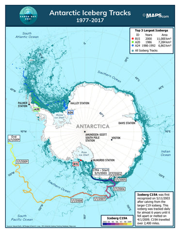 Antarctic Iceberg Tracks Map