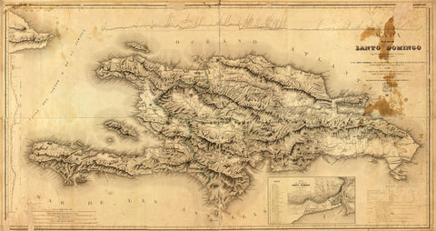 Antique Map of Hispaniola, Island of Santo Domingo (Dominican Republic and Haiti)