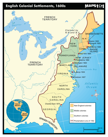 English Colonial Settlements, 1600's