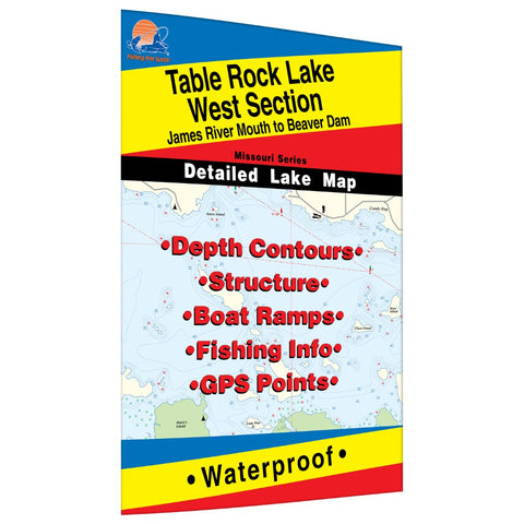 Table Rock Lake-West (James River Mouth to Beaver Dam) Fishing Map