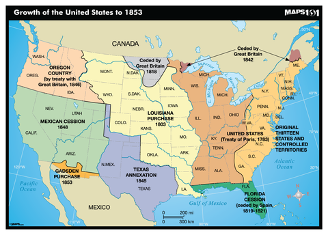 Growth of the United States up to 1853