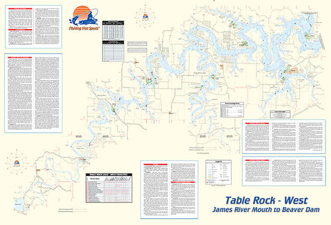 L156 - Table Rock Lake-West (James River Mouth to Beaver Dam) Fishing Wall Map
