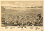 Salt Lake City Antique Wall Map