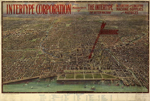Antique Chicago Central Business Map