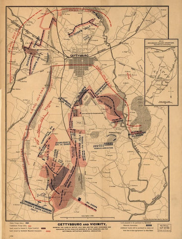 Gettysburg and vicinity, showing the lines of battle, July, 1863