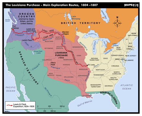 Louisiana Purchase, Main Exploration Routes, 1804-1807