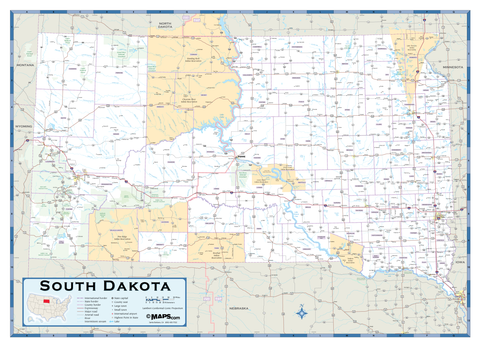 South Dakota Highway Wall Map