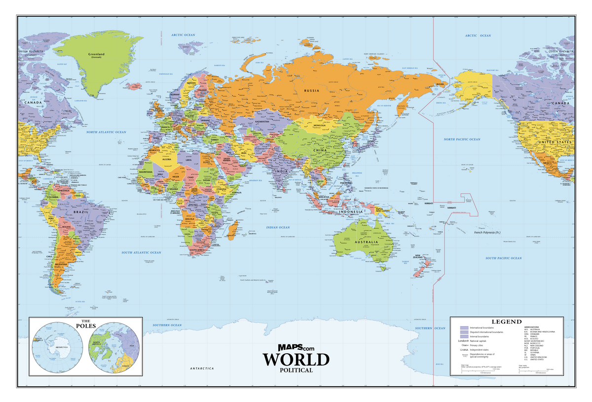 World Political Wall Map-Eurasia Centered – MAD MAPS