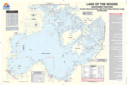 Q273 - Lake of the Woods Southwest Fishing Wall Map, Lake (incl. Big/Little Traverse Bay - MN/ONT)