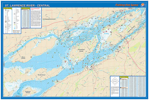 S278 - St Lawrence River - Central (1000 Islands-Howe Is to Wellesley Is) Fishing Wall Map