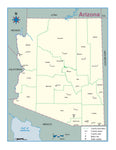 Arizona County Outline Wall Map