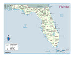 Florida County Outline Wall Map