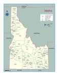 Idaho County Outline Wall Map