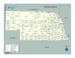 Nebraska County Outline Wall Map