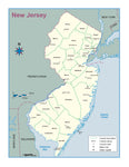 New Jersey County Outline Wall Map