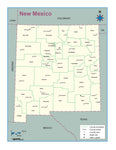 New Mexico County Outline Wall Map