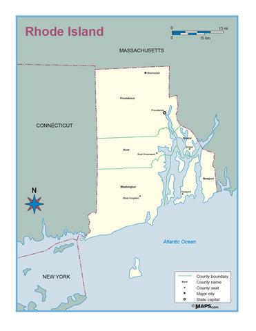 Rhode Island County Outline Wall Map