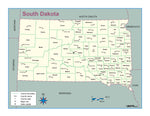 South Dakota County Outline Wall Map