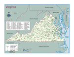 Virginia County Outline Wall Map