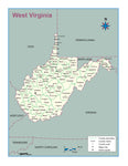 West Virginia County Outline Wall Map