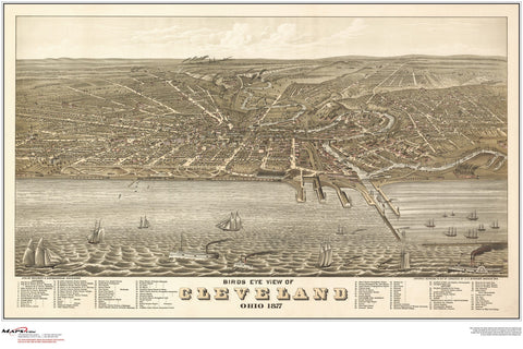 Cleveland Antique Wall Map