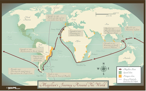 Magellan's Journey Circumnavigation Map