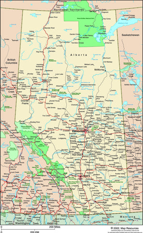 Alberta Canada Political Wall Map