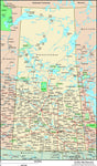 Saskatchewan, Canada Political Wall Map