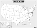 Black and White US Outline Wall Map