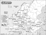 Europe Black & White Reference Map, 2005