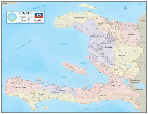 Haiti Earthquake Epicenter Wall Map