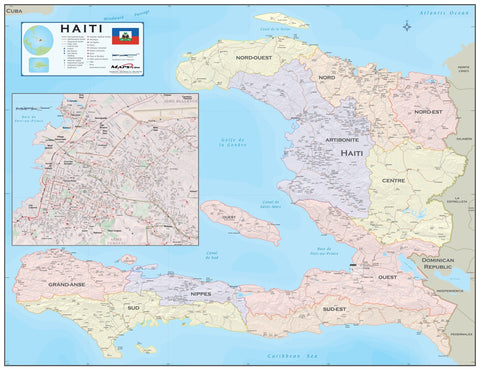 Haiti with Port-au-Prince Wall Map