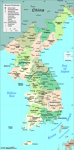 Korean Peninsula Wall Map