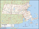 Massachusetts County Wall Map