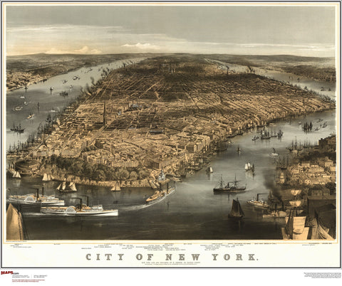 New York City Antique Wall Map