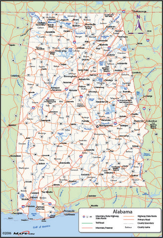 Alabama County Wall Map