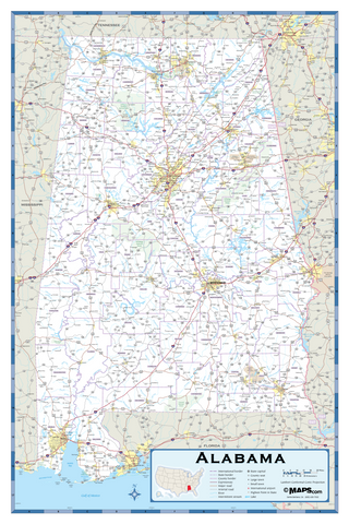 Alabama Highway Wall Map