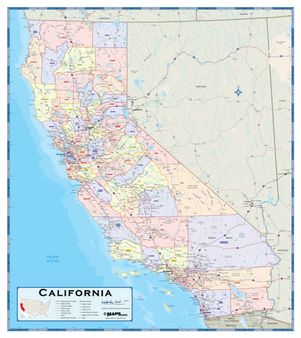 California Counties Wall Map