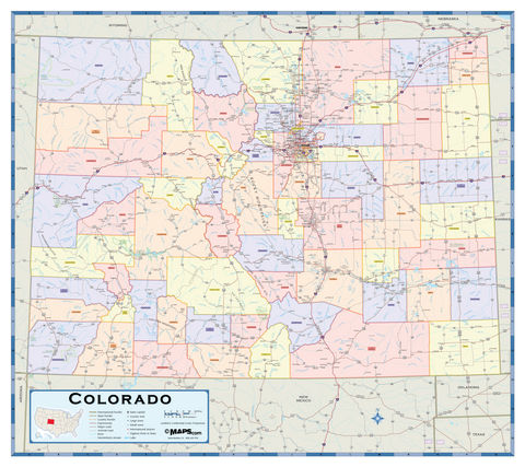 Colorado Counties Wall Map