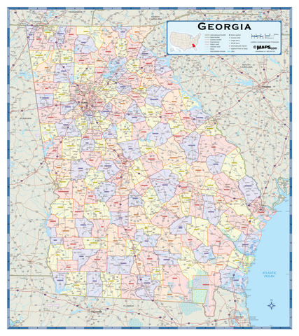 Georgia Counties Wall Map
