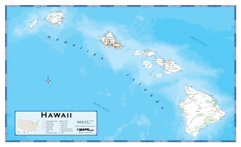 Hawaii Highway Wall Map