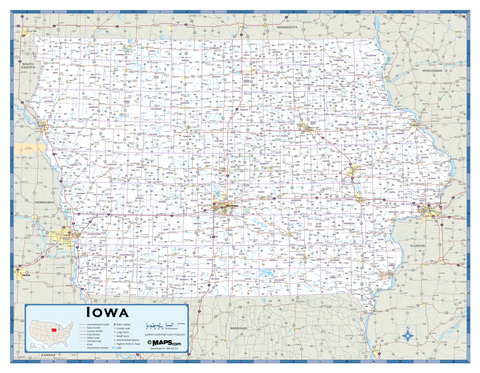 Iowa Highway Wall Map