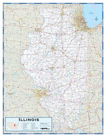 Illinois Highway Wall Map