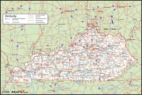 Kentucky County Wall Map