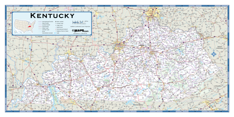 Kentucky Highway Wall Map