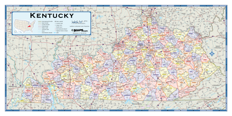 Kentucky Counties Wall Map