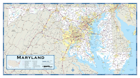 Maryland Highway Wall Map