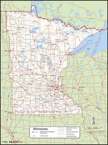 Minnesota County Wall Map